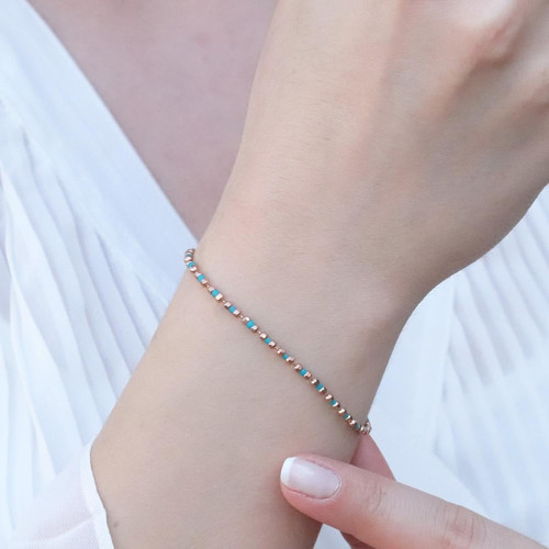 Rose Gold Kaplama Firüze Taşlı Dorika Bileklik