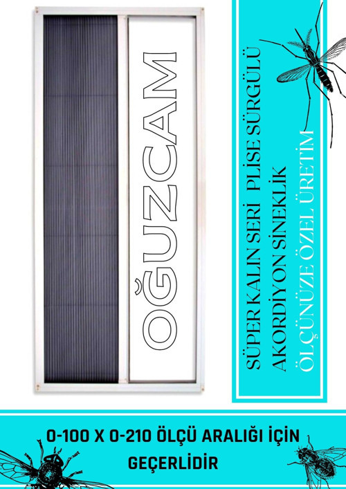 ⚡ 📏Sürgülü Sineklik Pilise Akordiyon Pileli Kayar Sineklik 100x220CM Sineklik Kapı - Pencere Sinekliği Ölçünüze Özel Üretim