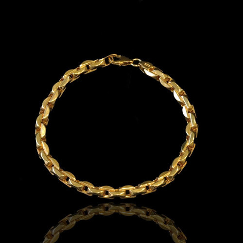 Gold Kaplama Küp Zincir Gümüş Erkek Bileklik