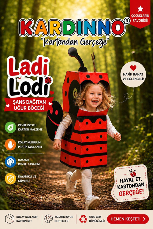 Ladi Lodi Eğitici Oyuncak Karton Giyilebilir Çocuk Kostümü Etkinlik Parti Kostümü