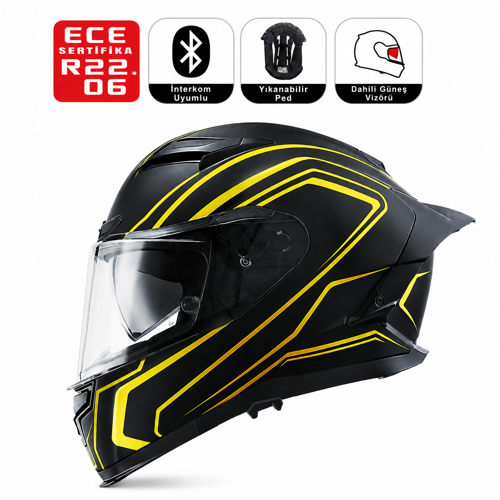 FF871 Flash Motosiklet Kaskı Spoiler Mod Full Face Kask