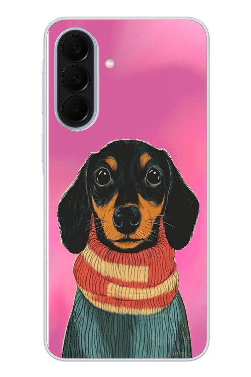 Samsung Galaxy A37 Uyumlu Sevimli Siyah Köpek Baskılı Silikon Kılıf