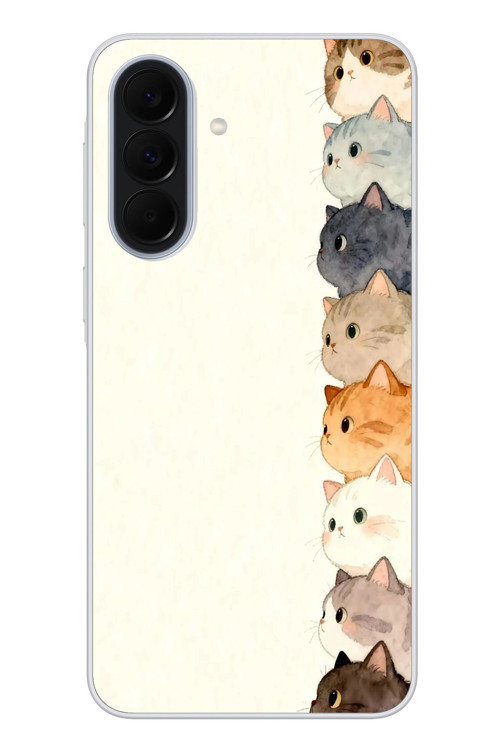 Samsung Galaxy A37 Uyumlu Sıralı Kediler Baskılı Silikon Kılıf