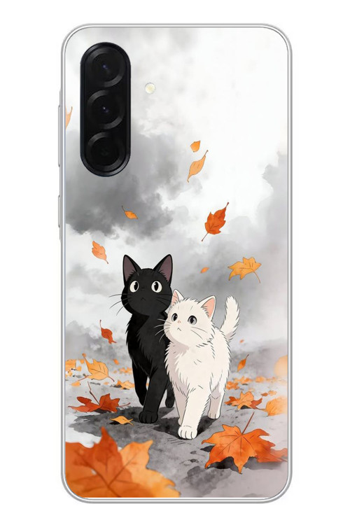 Samsung Galaxy A36 Uyumlu Sonbahar Kedileri Baskılı Silikon Kılıf