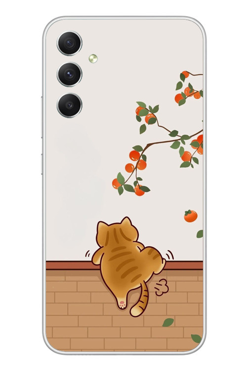 Samsung Galaxy A34 Uyumlu Kedi Tırmanıyor Baskılı Silikon Kılıf