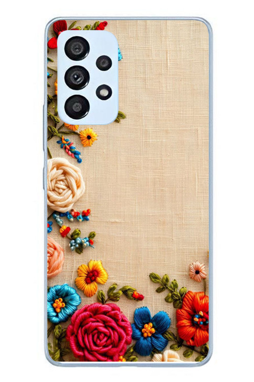 Samsung Galaxy A53 Uyumlu İşlemeli İğne Oyası Baskılı Silikon Kılıf