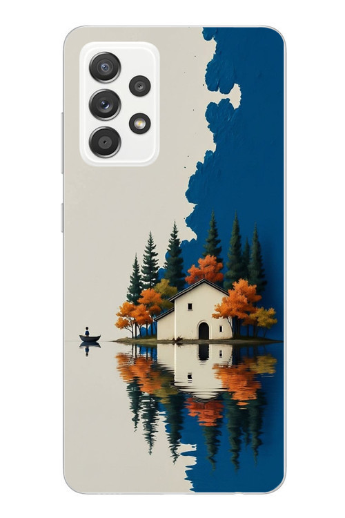 Samsung Galaxy A52 Uyumlu Sonbahar Evi Baskılı Silikon Kılıf