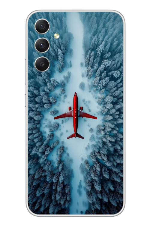 Samsung Galaxy A34 Uyumlu Kış Ortasında Uçak Baskılı Silikon Kılıf