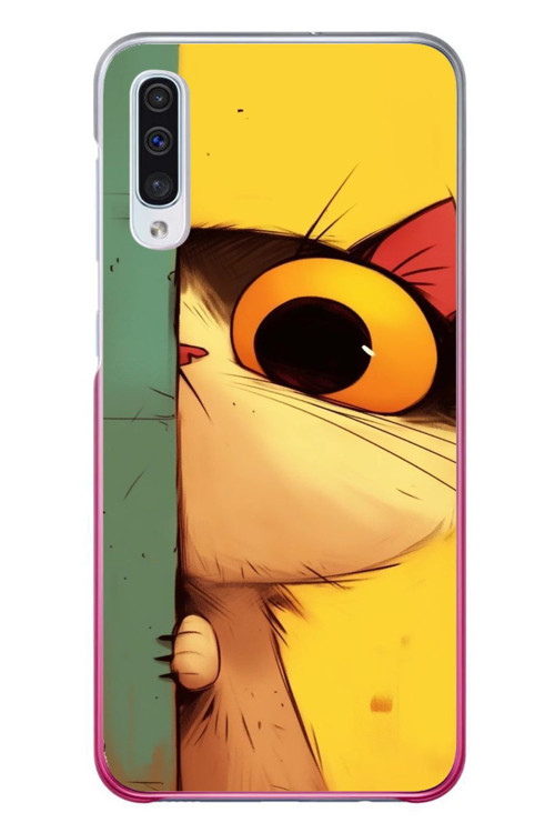 Samsung Galaxy A50 Uyumlu Tek Gözlü Kedi Baskılı Silikon Kılıf