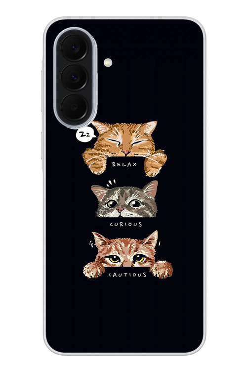 Samsung Galaxy A37 Uyumlu Kedi Halleri Baskılı Silikon Kılıf