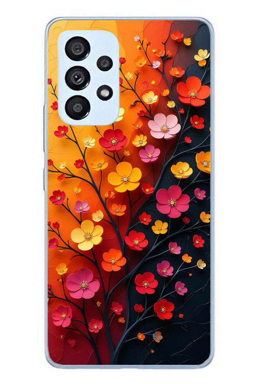 Samsung Galaxy A53 Uyumlu Sonbahar Çiçekleri Baskılı Silikon Kılıf