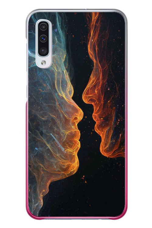 Samsung Galaxy A50 Uyumlu Kavuşan Çizgiler Baskılı Silikon Kılıf