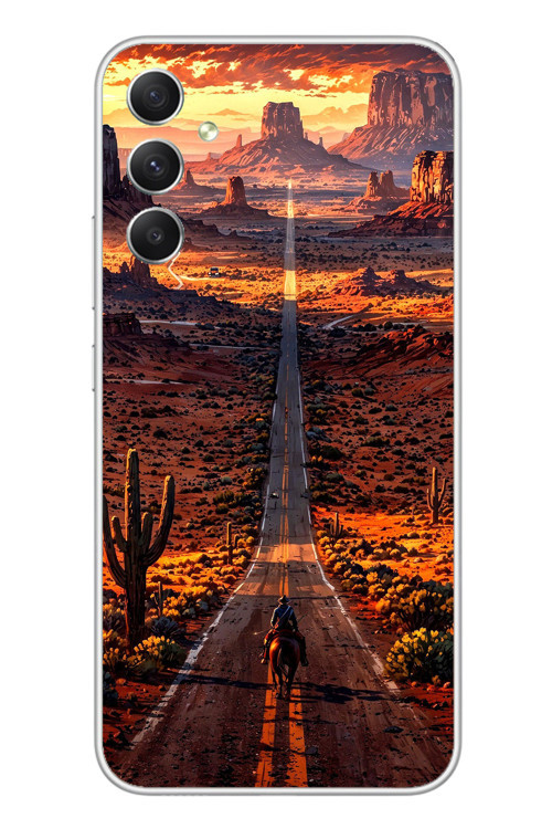 Samsung Galaxy A34 Uyumlu Kovboy Yolda Baskılı Silikon Kılıf
