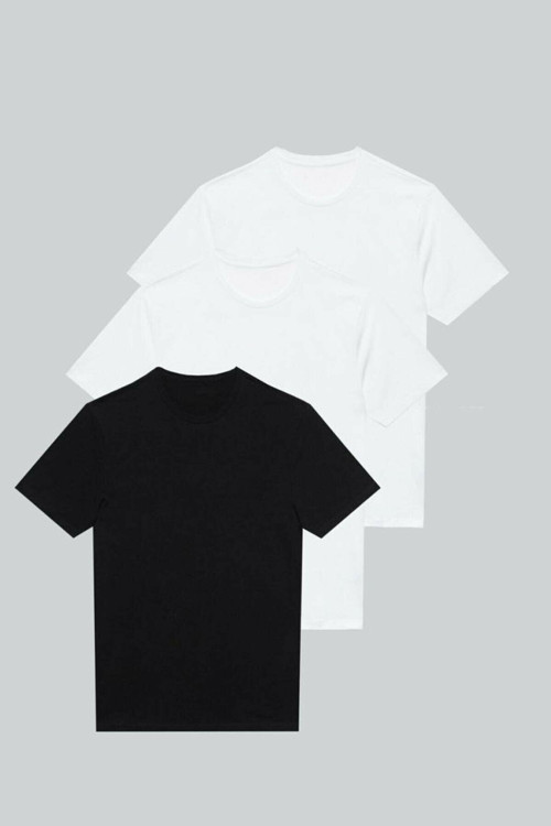 3'lü Paket Premium Yazlık Düz Renk Basıc T-shirt
