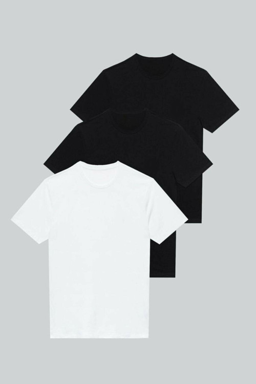 3'lü Paket Premium Yazlık Düz Renk Basıc T-shirt