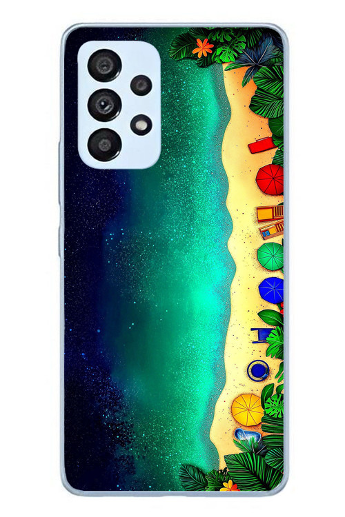Samsung Galaxy A53 Uyumlu Tatil Kumsal Gecesi Baskılı Silikon Kılıf