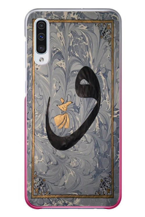Samsung Galaxy A50 Uyumlu Vav Harfi Gri Baskılı Silikon Kılıf