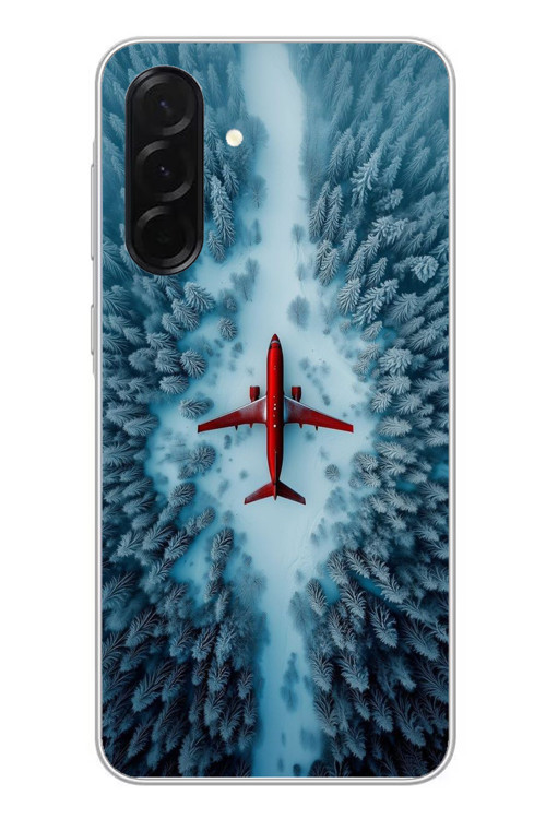 Samsung Galaxy A36 Uyumlu Kış Ortasında Uçak Baskılı Silikon Kılıf
