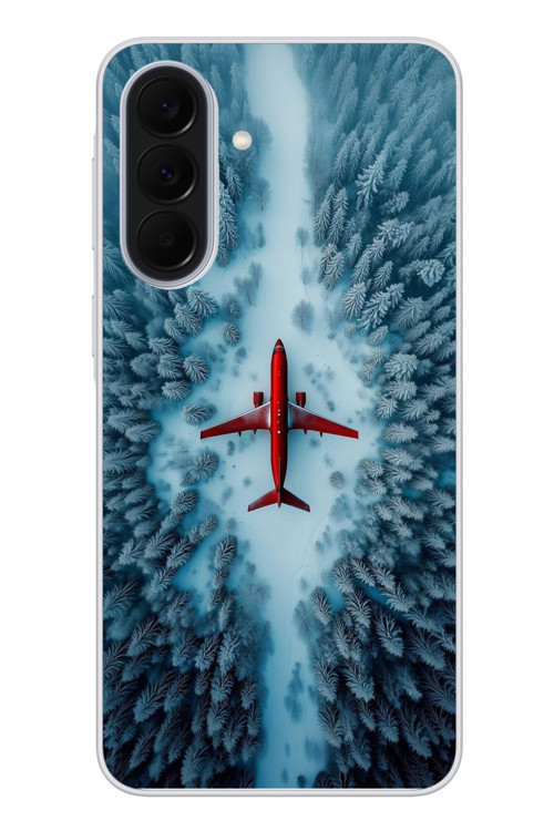 Samsung Galaxy A37 Uyumlu Kış Ortasında Uçak Baskılı Silikon Kılıf