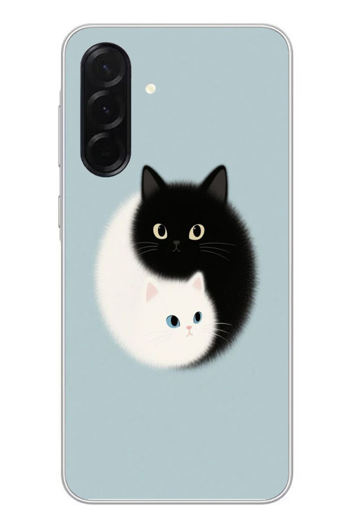 Samsung Galaxy A36 Uyumlu Yin Yang Kediler Baskılı Silikon Kılıf