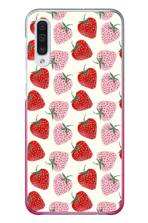 Samsung Galaxy A50 Uyumlu Kırmızı Pembe Çilekler Baskılı Silikon Kılıf