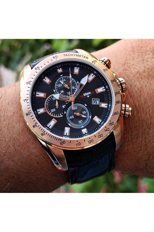 G-Force Js15 Miyota Mekanizma Rosegold Siyah Erkek Kronograf Kol Saati Lüks Kutulu