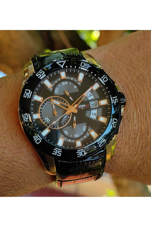 G-Force Js15 Miyota Mekanizma Siyah Bezel Erkek Kronograf Kol Saati Lüks Kutulu
