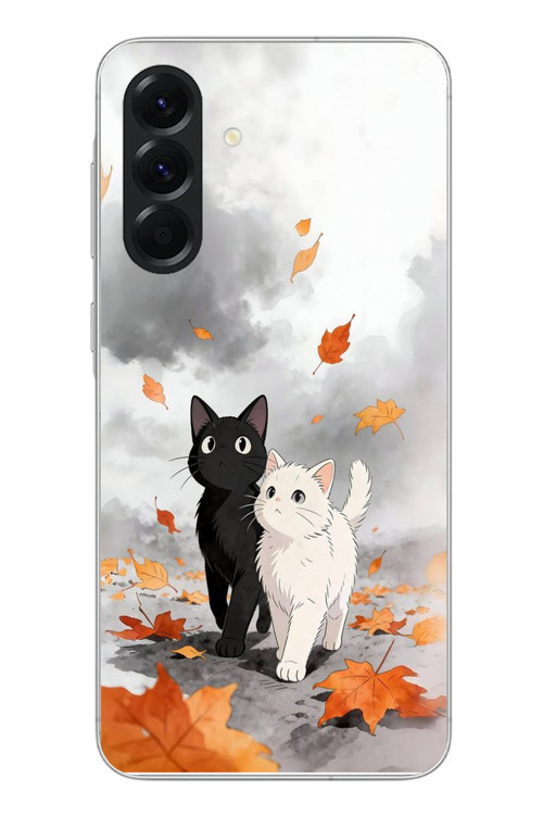 Samsung Galaxy A56 Uyumlu Sonbahar Kedileri Baskılı Silikon Kılıf
