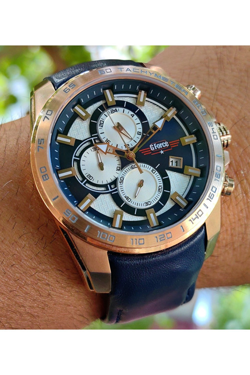 G-Force Js15 Miyota Mekanizma Spor Lacivert Erkek Kronograf Kol Saati Lüks Kutulu