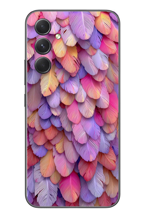 Samsung Galaxy A54 Uyumlu Tüylü Kalpler Baskılı Silikon Kılıf