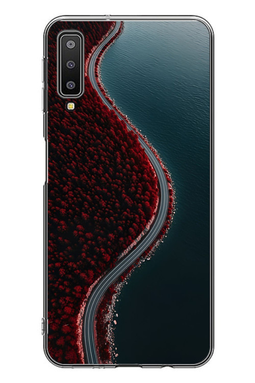 Samsung Galaxy A7 2018 Uyumlu Sonbahar Yolu Baskılı Silikon Kılıf