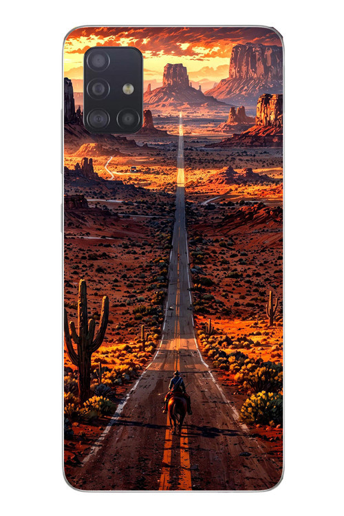 Samsung Galaxy A51 Uyumlu Kovboy Yolda Baskılı Silikon Kılıf