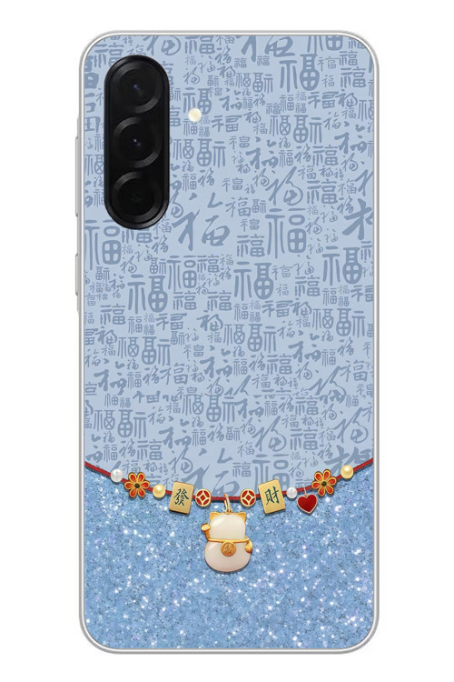 Samsung Galaxy A36 Uyumlu Mavi Japon Desen Baskılı Silikon Kılıf