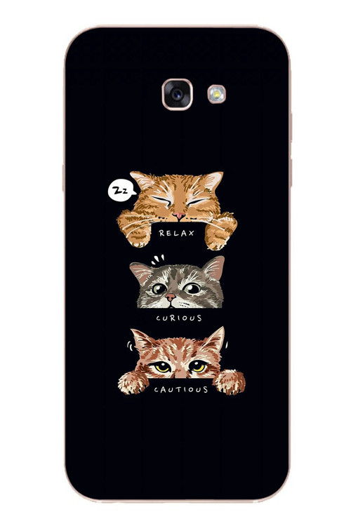 Samsung Galaxy A7 (2017) Uyumlu Kedi Halleri Baskılı Silikon Kılıf