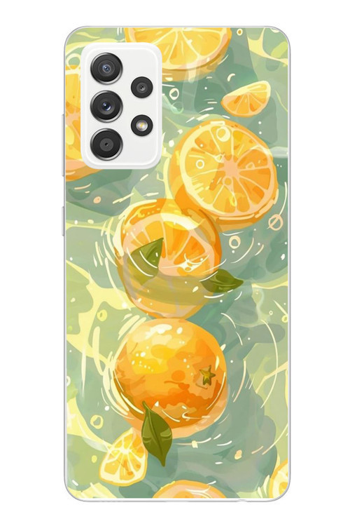 Samsung Galaxy A52 Uyumlu Limonlar Pastel Baskılı Silikon Kılıf