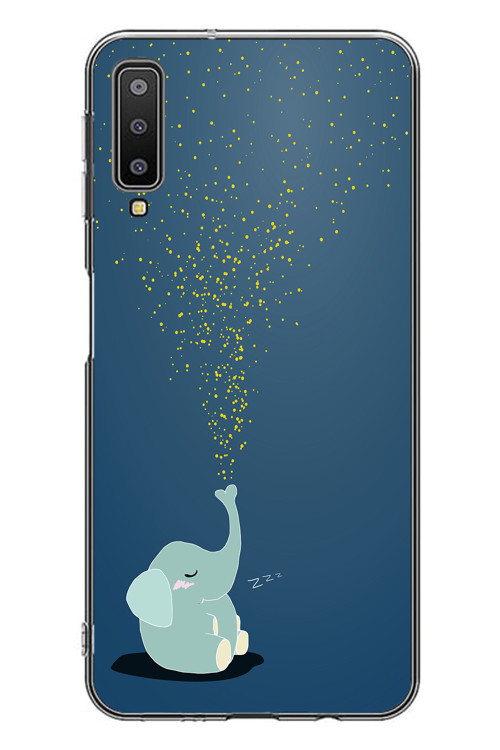 Samsung Galaxy A7 2018 Uyumlu Uyuyan Fil Baskılı Silikon Kılıf