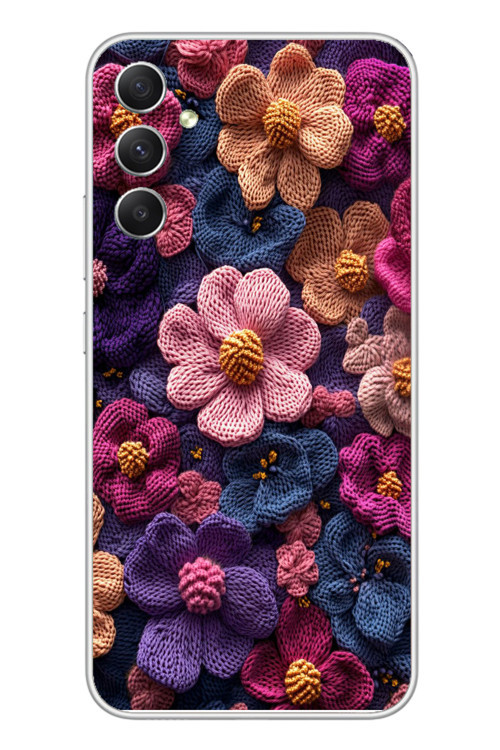 Samsung Galaxy A34 Uyumlu Çiçek Örgüsü Baskılı Silikon Kılıf