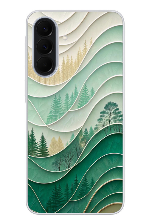 Samsung Galaxy A37 Uyumlu Beyaz Çizgili Orman Baskılı Silikon Kılıf
