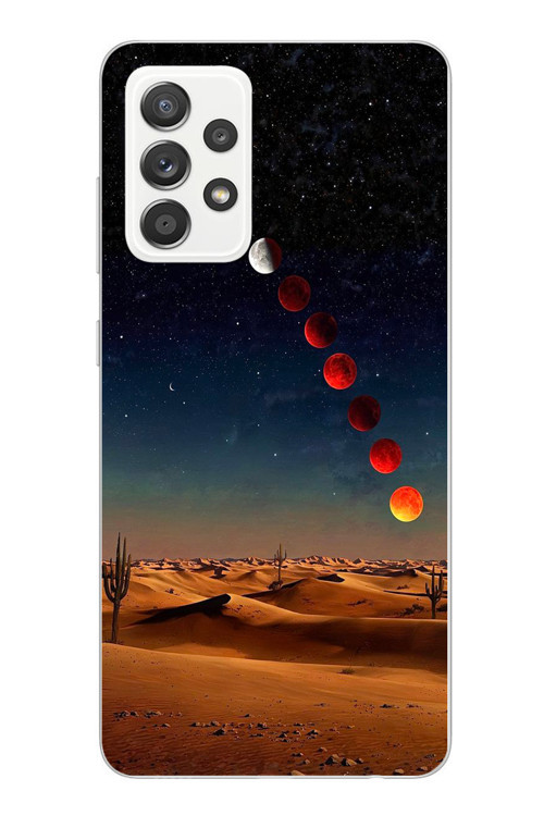 Samsung Galaxy A52 Uyumlu Ayın Geçişi Baskılı Silikon Kılıf