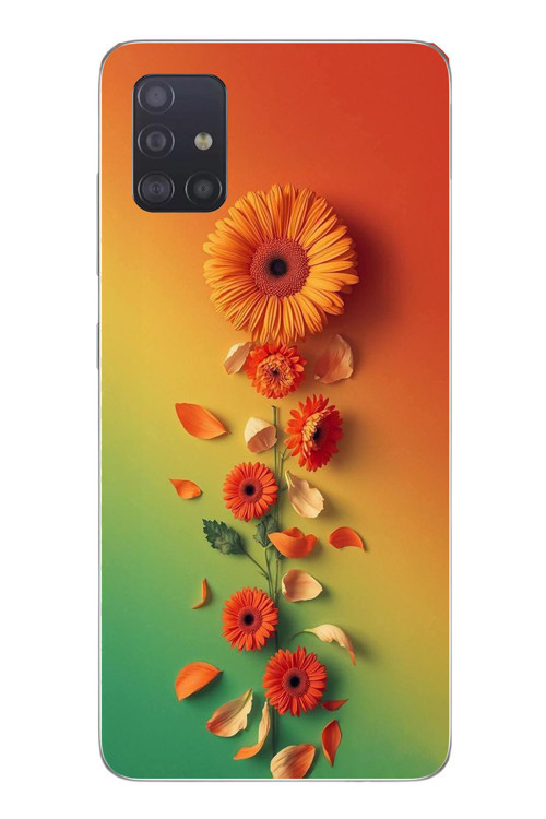 Samsung Galaxy A51 Uyumlu Ayçiçeği Bükleleri Baskılı Silikon Kılıf
