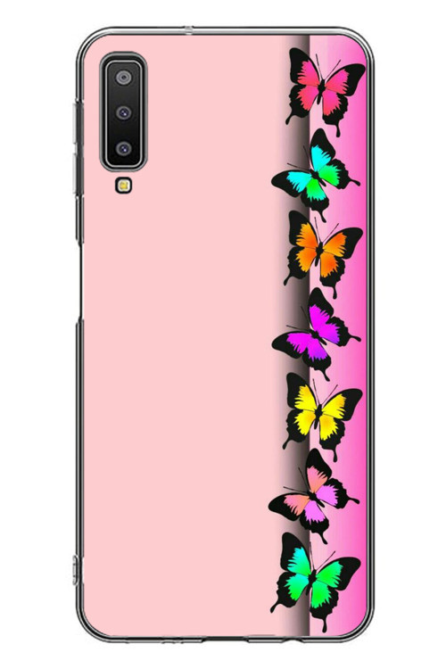 Samsung Galaxy A7 2018 Uyumlu Kelebeklerin Rüyası Baskılı Silikon Kılıf