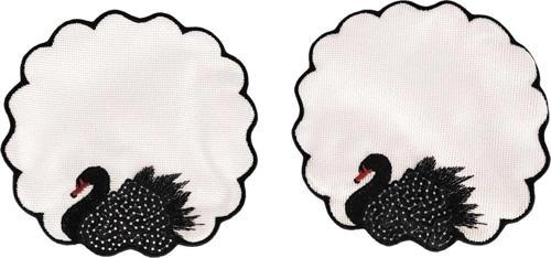 2 Adet Keten Kumaş Üzeri Nakışlı Pul işlemeli Kahve Yanı Kokteyl Sunum Peçetesi & Bardak Altlığı