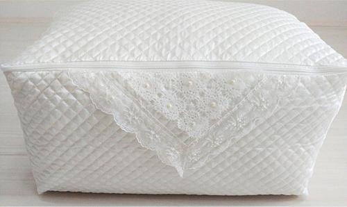 2 'li Hurç Set Çeyizlik Bohça Gelin Bohçası Damat Bohçası Saten Ekru Yastık
