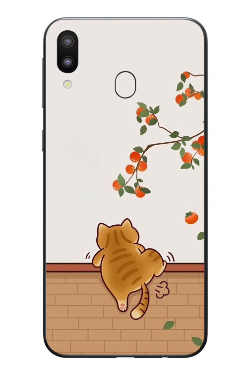 Samsung Galaxy M20 Uyumlu Kedi Tırmanıyor Baskılı Silikon Kılıf