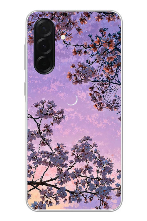 Samsung Galaxy A36 Uyumlu Mor Gökyüzülü Ağaç Baskılı Silikon Kılıf