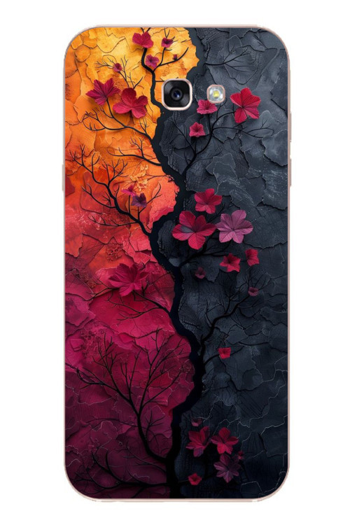 Samsung Galaxy A7 (2017) Uyumlu Yaprak Geçişkenliği Baskılı Silikon Kılıf