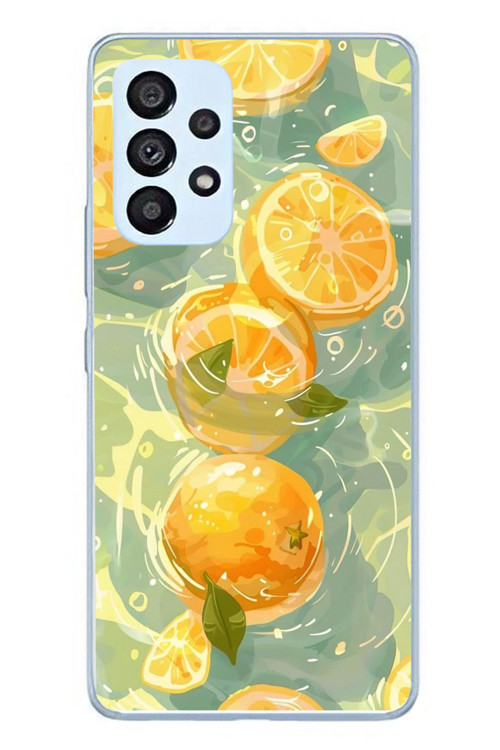 Samsung Galaxy A53 Uyumlu Limonlar Pastel Baskılı Silikon Kılıf