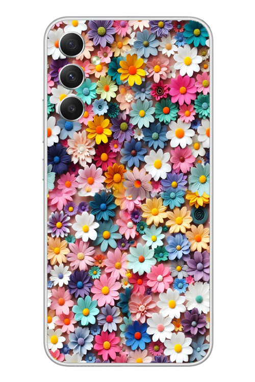 Samsung Galaxy A34 Uyumlu Pastel Çiçekler Baskılı Silikon Kılıf