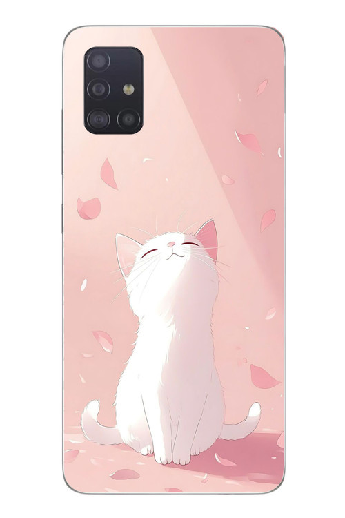 Samsung Galaxy A51 Uyumlu Minnoş Kedi Baskılı Silikon Kılıf