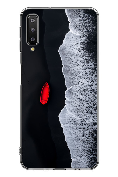 Samsung Galaxy A7 2018 Uyumlu Kırmızı Tekne Yalnız Baskılı Silikon Kılıf